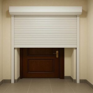 حفاظ کرکره ای برقی پشت درب آپارتمان ۲۱ حفاظ کرکره ای برقی پشت درب آپارتمان