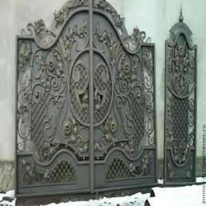 villa - door - wrought - iron - je خرید درب حیاط آهنی شیک