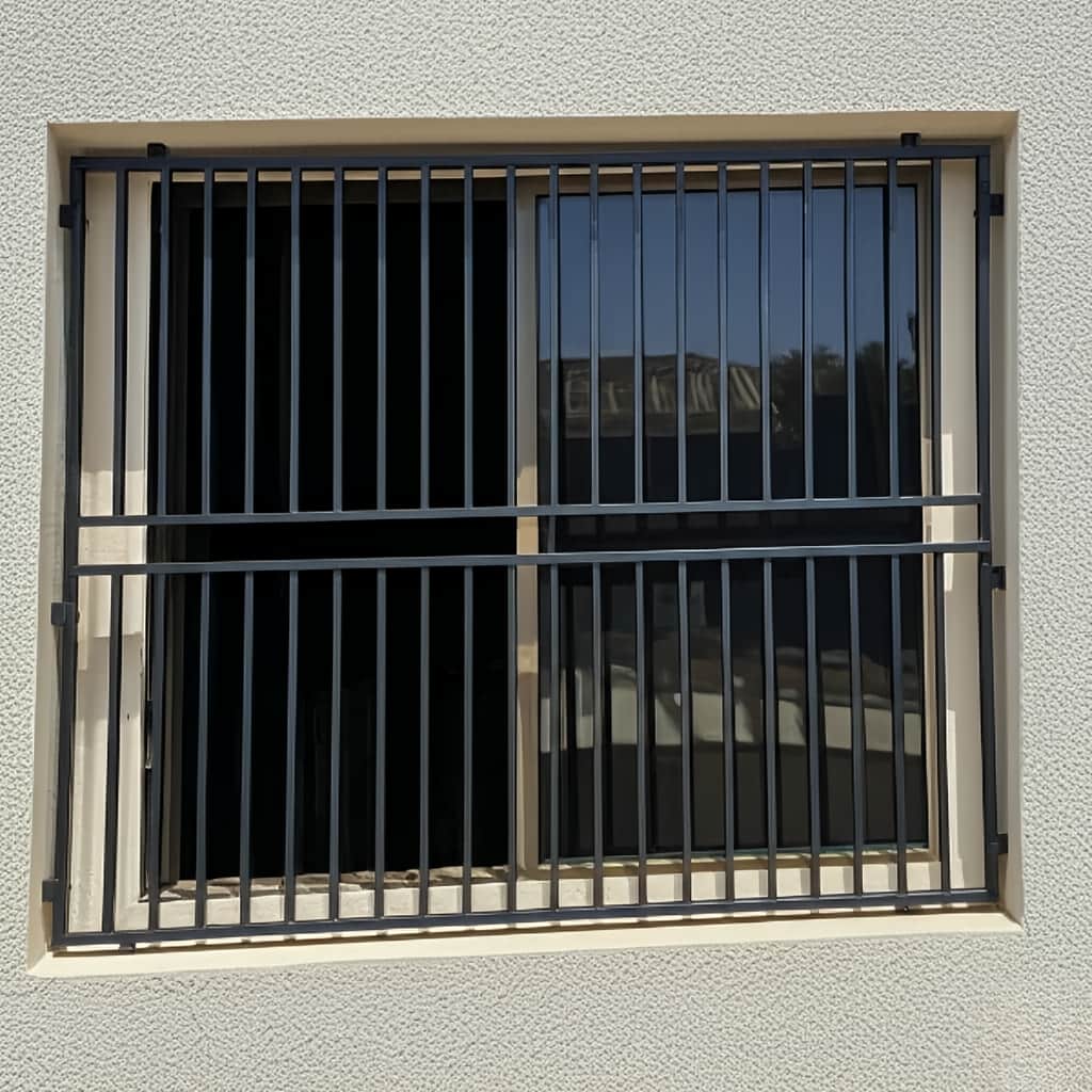 حفاظ پنجره فلزی با میله های منظم و محکم