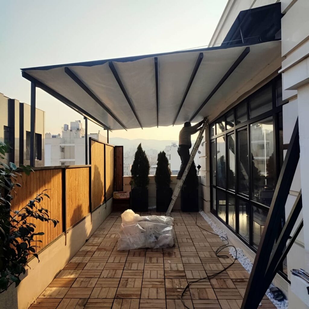 ساخت سقف جمع شونده برای فضای باز