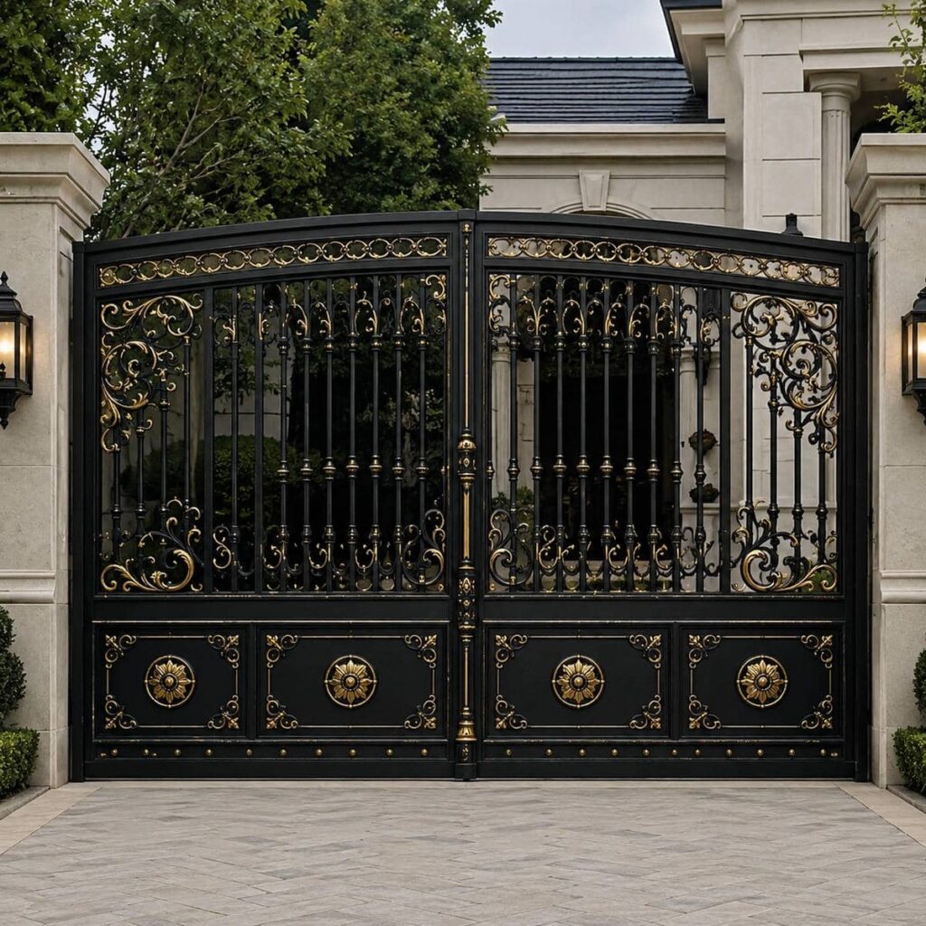 اجرای درب پارکینگ برش لیزری طرح هندسی مناسب نصب جک