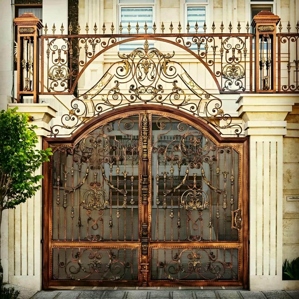 ساخت درب پارکینگ کلاسیک کتیبه دار ورق دار با پوشش دید