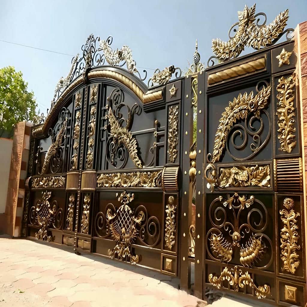 تولید درب پارکینگ فلزی دو لنگه با کلاف تقویت شده