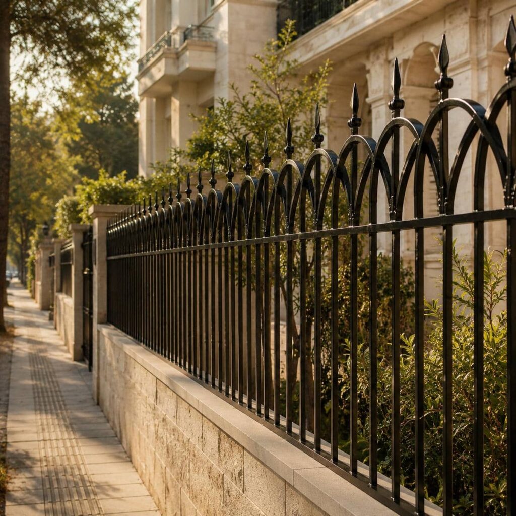 اجرای نرده حفاظ دیوار ساده با ردیف‌های منظم