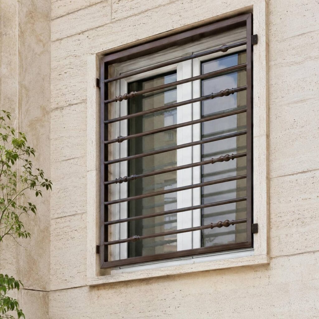 نرده پنجره ساده پروفیلی برای نمای خلوت ساختمان