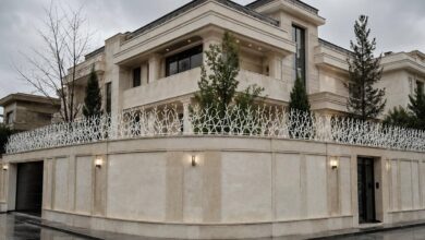 نرده دیوار حیاط سفارشی فلزی برای دهانه بزرگ